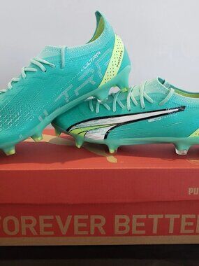 Puma Ultra Ultimate FG/AG Soccer Cleats Womens Sz. 8 Peppermint White Yellow